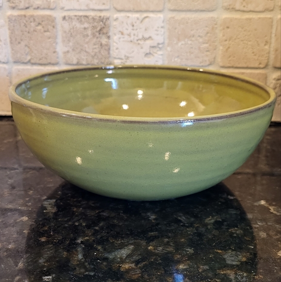 Seagrove North Carolina Olive Green Pottery Bowl - Picture 3 of 15